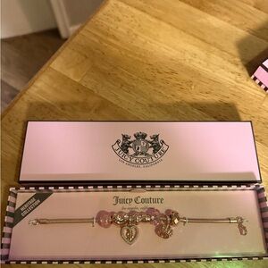 Juicy Couture Pink and Gold Heart Charm Bracelet